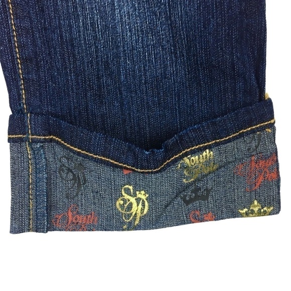 SOUTH POLE Capri Jeans Cuffed Rhinestones Metallic Dark Wash Denim Size 16 Girls - Picture 4 of 14
